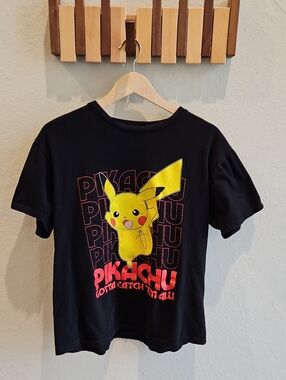 Pokemon Black T-Shirt with Yellow Pikachu and Red Logo